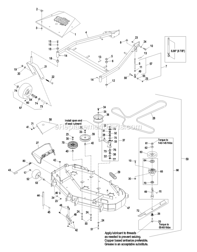 Mower Deck (3) Diagram and Parts List for THP17KA363CA (790000-849999)(2009) Exmark Lawn Mower
