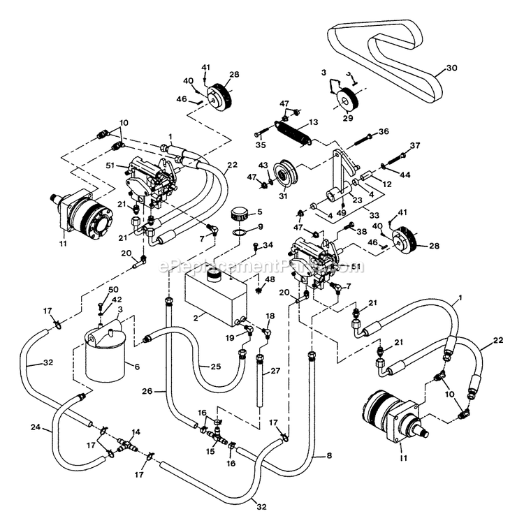 Hydraulic Group Diagram and Parts List for LZ-22KC52 (115000-129999)(1996) Exmark Lawn Mower