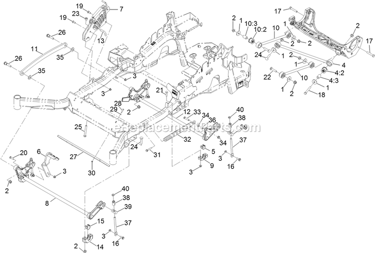 Deck Lift Assembly Diagram and Parts List for LZX940KC606 (312000000-312999999)(2012) Exmark Lawn Mower