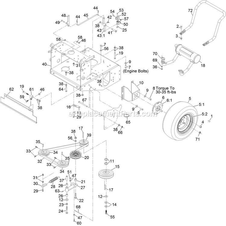 Engine Deck Assembly (1) Diagram and Parts List for VH481KA362CA (312000000-312999999)(2012) Exmark Lawn Mower