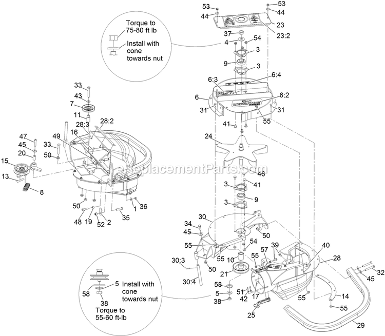 Blower Assembly Diagram and Parts List for LZUV2B (316000000-399999999)(2016) Exmark Lawn Tractor Accessories