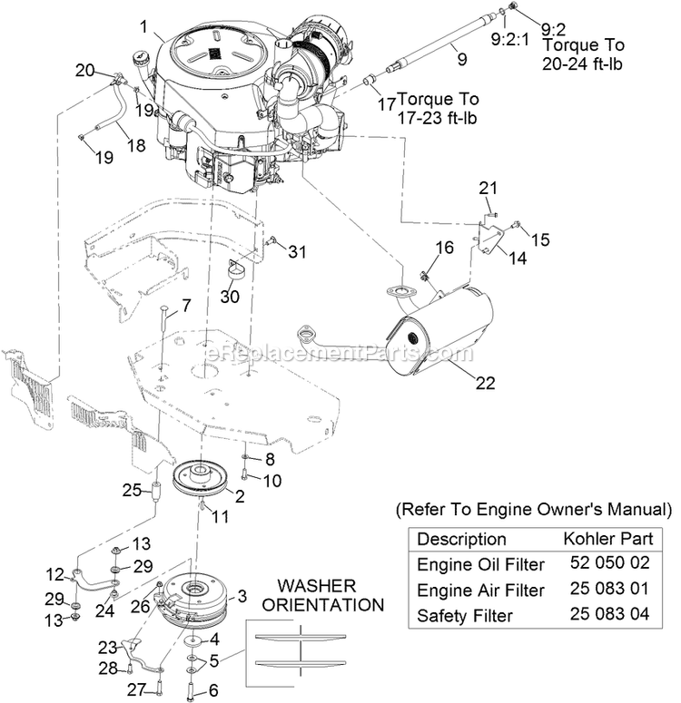 Engine Assembly Diagram and Parts List for LZX940KC726 (312000000-312999999)(2012) Exmark Lawn Mower