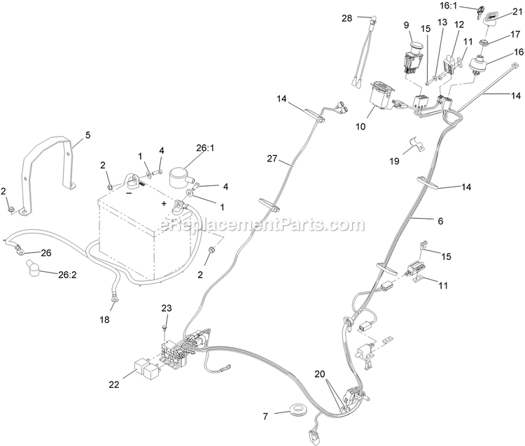 Electrical Assembly Diagram and Parts List for TTX650EKCE (312000000-312999999)(2012) Exmark Lawn Mower