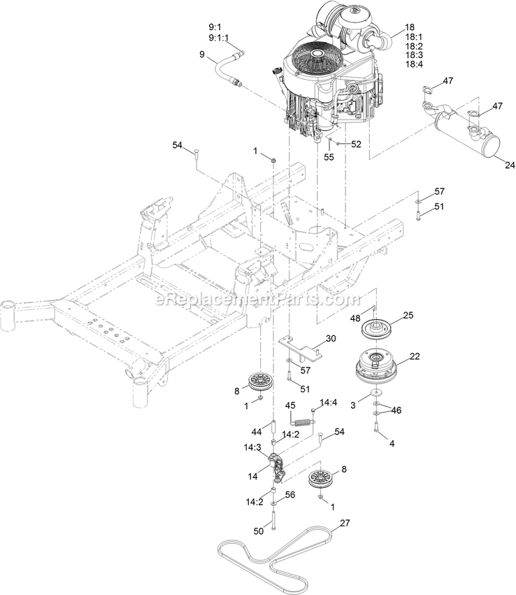 Engine Assembly Diagram and Parts List for RAS651GKA483A3 (408644346-411294211)(2021) Exmark Lawn Mower