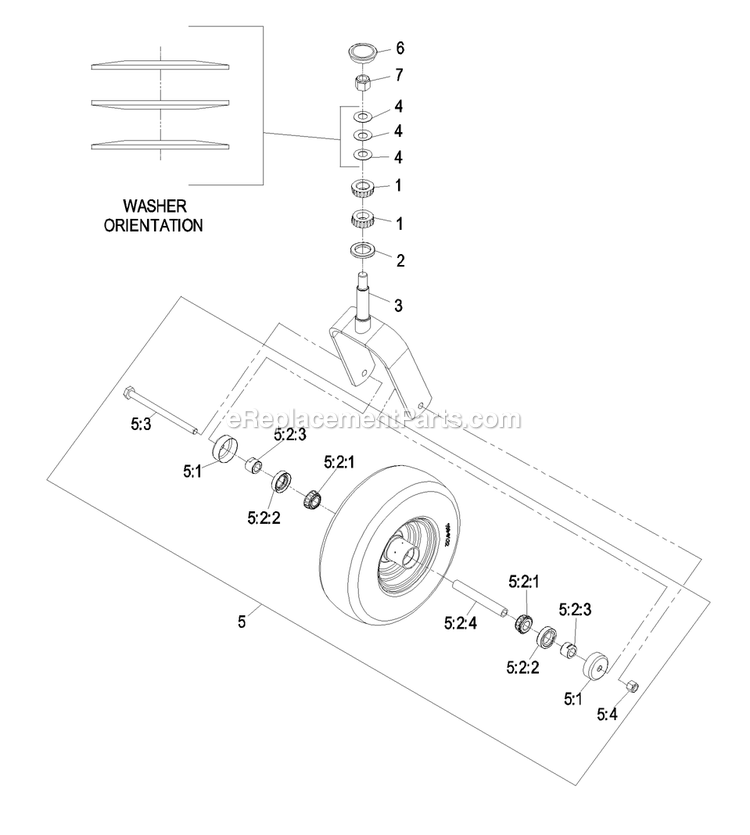 Caster Wheel Assembly (1) Diagram and Parts List for LZAS20BV484 (790000-849999)(2009) Exmark Lawn Mower