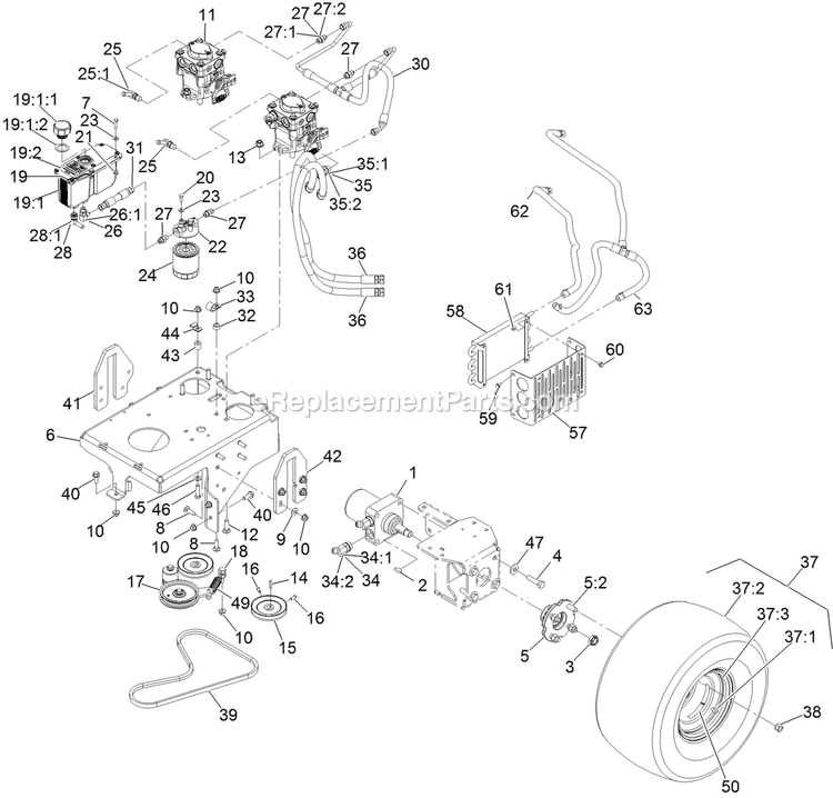 Ground Drive Assembly Diagram and Parts List for VTS691KA524 (313000000-313999999)(2013) Exmark Lawn Mower
