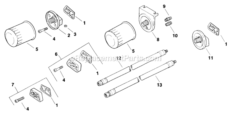 Oil Filter Diagram and Parts List for TR-17K 70000 Exmark Lawn Mower