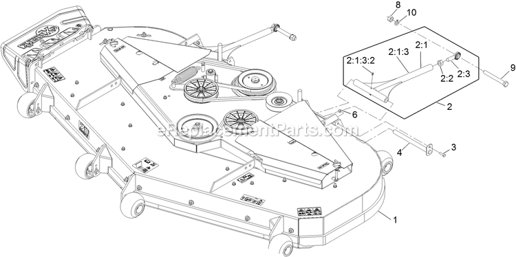 Complete Deck Assembly Diagram and Parts List for LZS902DKU725A1 (316000000-399999999)(2016) Exmark Lawn Mower
