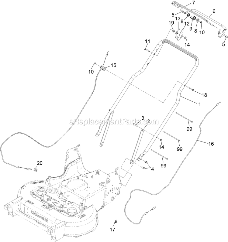 Handle Assembly Diagram and Parts List for ECKA30 (313000000-313999999)(2013) Exmark Lawn Mower