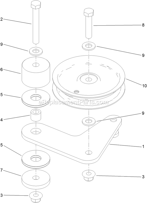 Pump Idler Assembly Diagram and Parts List for VT651KA484 (312000000-312999999)(2012) Exmark Lawn Mower