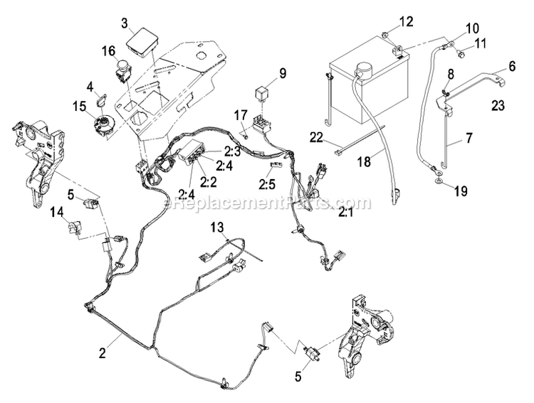 Electrical Group Diagram and Parts List for LZZ23KA526 (790000-849999)(2009) Exmark Lawn Mower