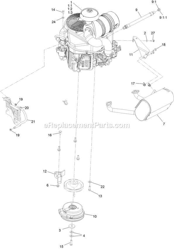 Engine Assembly Diagram and Parts List for LZS651CKA484A2 (400000000-402082299)(2017) Exmark Lawn Mower