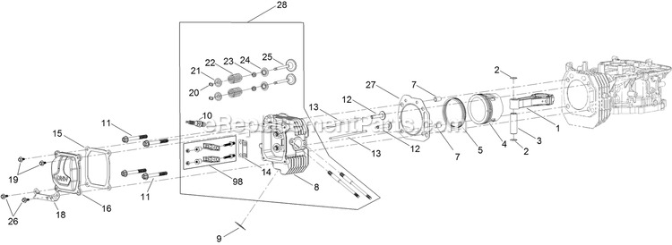 Piston And Cylinder Head Assembly Diagram and Parts List for QTS452CEM34200 (400000000-402082299)(2017) Exmark Lawn Mower