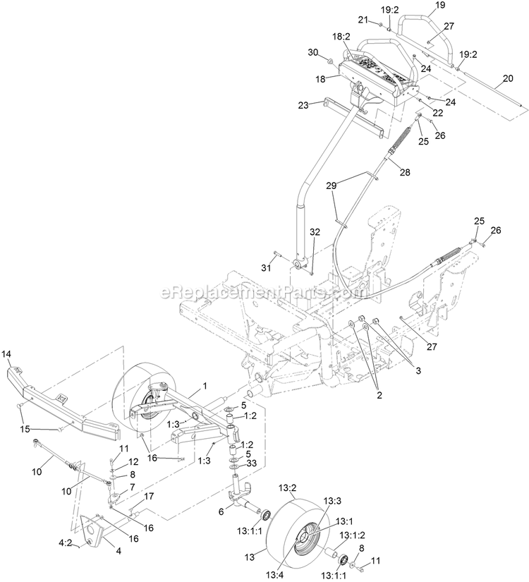 Steering Assembly Diagram and Parts List for SSS270CSB00000 (316000000-399999999)(2016) Exmark Sprayer