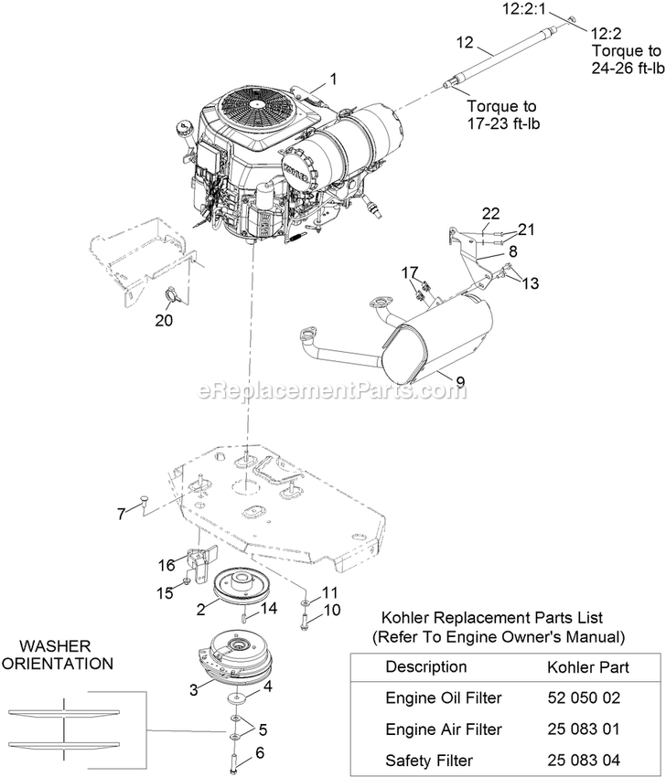 Engine Assembly Diagram and Parts List for LZS740PKC524 (314000000-314999999)(2014) Exmark Lawn Mower