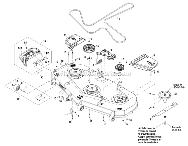 Deck Group (4) Diagram and Parts List for LZAS22KA484CA (850000-919999)(2010) Exmark Lawn Mower