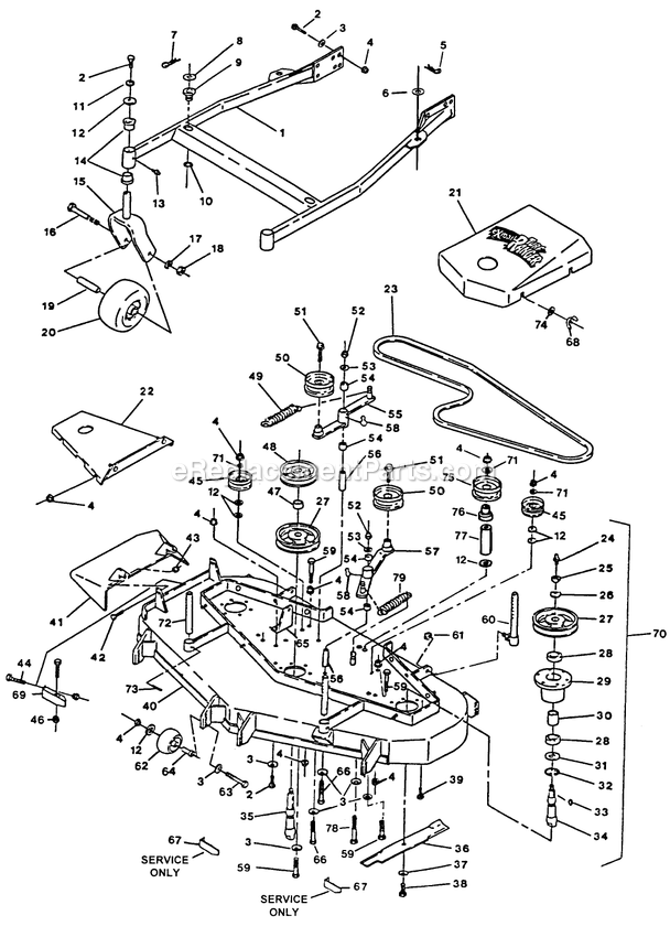 Mower Deck (1) Diagram and Parts List for TR-20KC (102000-114999)(1995) Exmark Lawn Mower