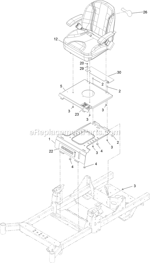 Seat Assembly (1) Diagram and Parts List for RAE708GEM52300 (404314159-406294344)(2019) Exmark Lawn Mower