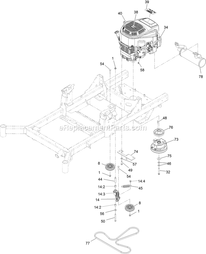 Engine Assembly Diagram and Parts List for RAE708GEM44300 (411294212-999999999)(2022) Exmark Lawn Mower
