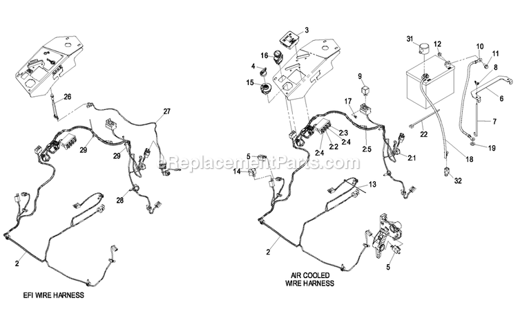 Electrical Group Diagram and Parts List for LZZ29KCE606 (850000-919999)(2010) Exmark Lawn Mower