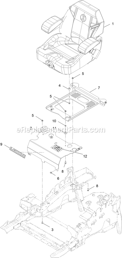 Seat Assembly (1) Diagram and Parts List for LZE751GKA604A1 (400000000-402082299)(2017) Exmark Lawn Mower