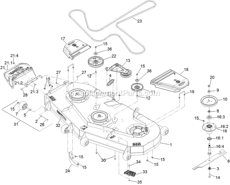 Deck Assembly Diagram and Parts List for LZX921GKA72600 (402082300-404314158)(2018) Exmark Lawn Mower