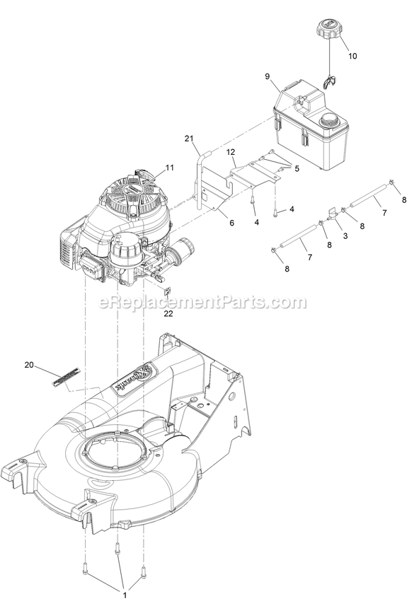 Engine Assembly Diagram and Parts List for ECX180CKA21000 (404314159-406294344)(2019) Exmark Lawn Mower