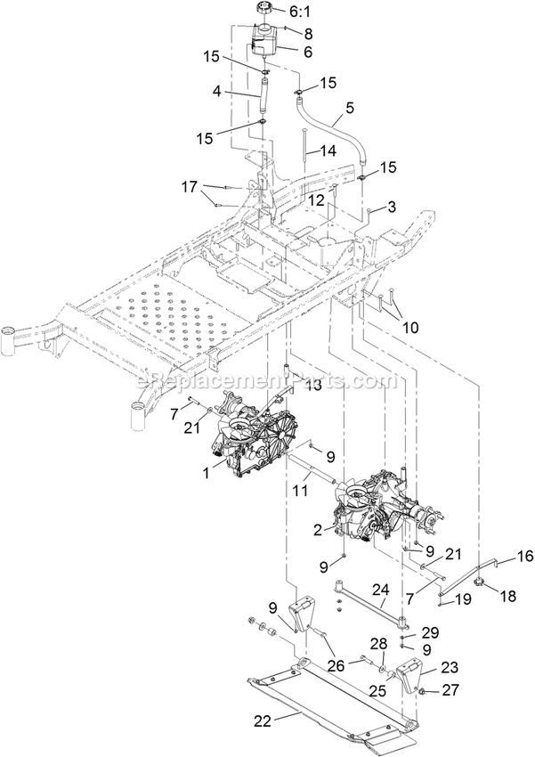 Hydraulic Assembly Diagram and Parts List for PNS740GKC60RA3 (316000000-399999999)(2016) Exmark Lawn Mower