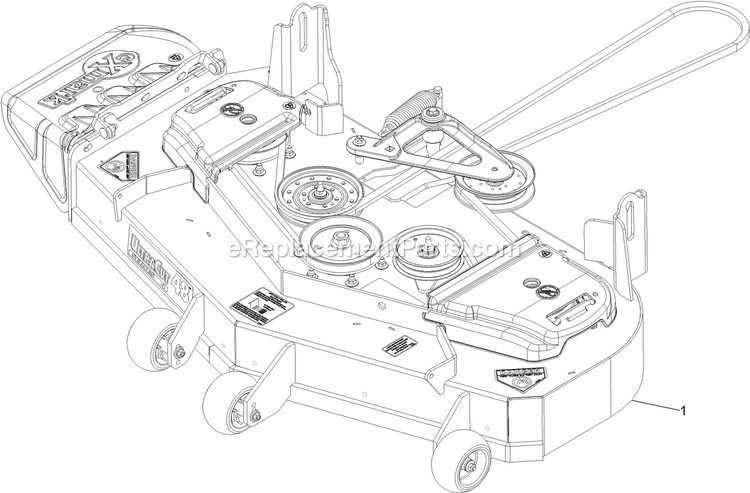 Complete Deck Assembly Diagram and Parts List for LZE600KA484 (312000000-312999999)(2012) Exmark Lawn Mower