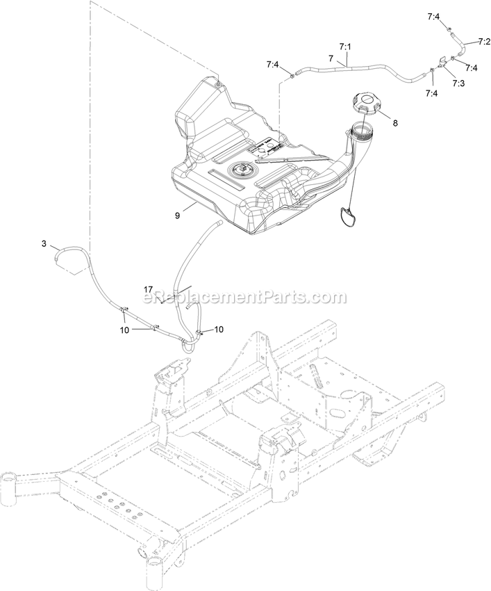 Fuel Assembly Diagram and Parts List for RAX691GKA524A3 (402082300-404314158)(2018) Exmark Lawn Mower