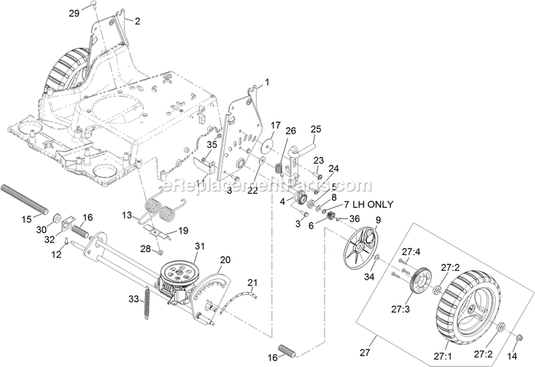 Deck And Wheel Assembly Diagram and Parts List for ECKA30 (314000000-314999999)(2014) Exmark Lawn Mower