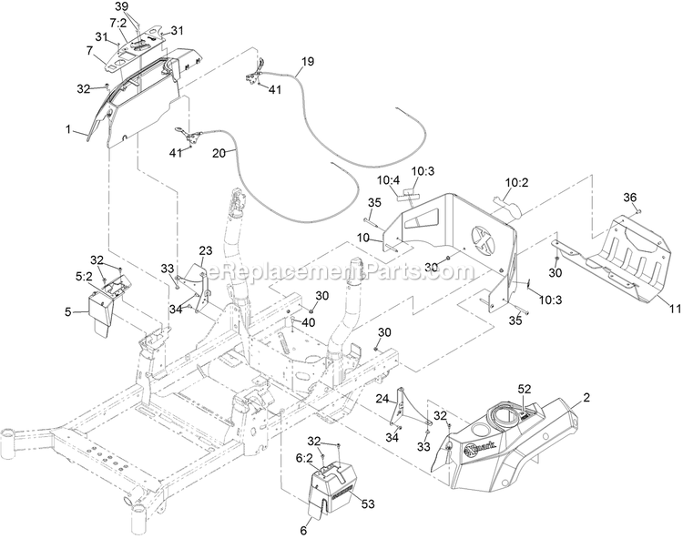 Control Panel Assembly Diagram and Parts List for RAE720CKC48300 (402082300-404314158)(2018) Exmark Lawn Mower