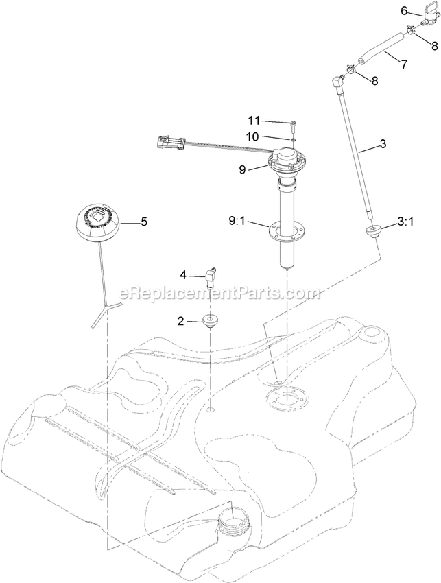 Fuel Tank Assembly Diagram and Parts List for LZE600KA484 (314000000-314999999)(2014) Exmark Lawn Mower