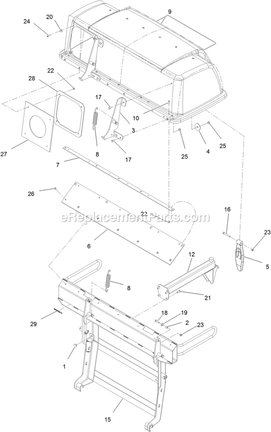 Hood And Frame Assembly Diagram and Parts List for LZUV2B (404314159-406294344)(2019) Exmark Lawn Tractor Accessories