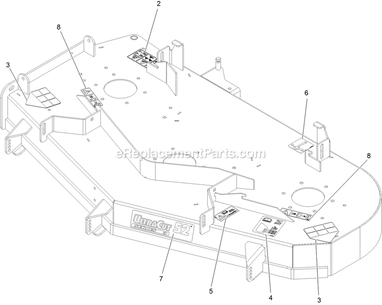 Deck With Decals Assembly Diagram and Parts List for PNS720GKC523A4 (315000000-315999999)(2015) Exmark Lawn Mower