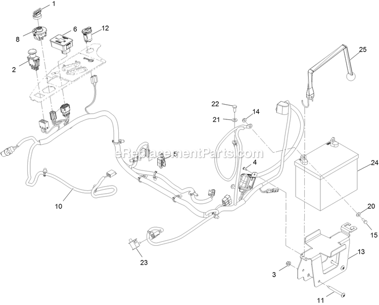 Electrical Assembly Diagram and Parts List for RAX691GKA524A3 (402082300-404314158)(2018) Exmark Lawn Mower