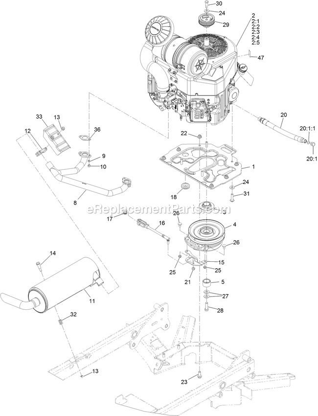 Engine Assembly Diagram and Parts List for STS651GKA48400 (406294345-408644345)(2020) Exmark Lawn Mower