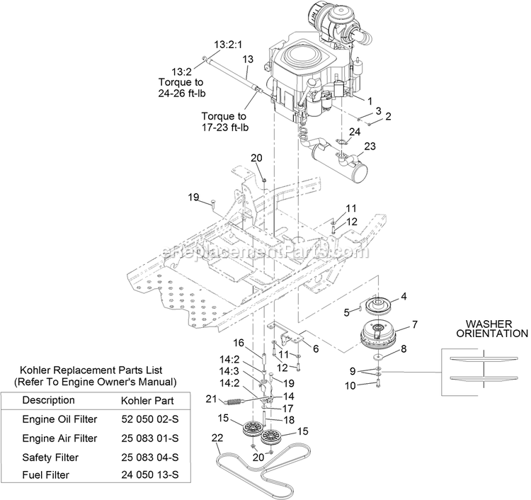 Engine Assembly Diagram and Parts List for PNS740KC604 (313000000-313999999)(2013) Exmark Lawn Mower