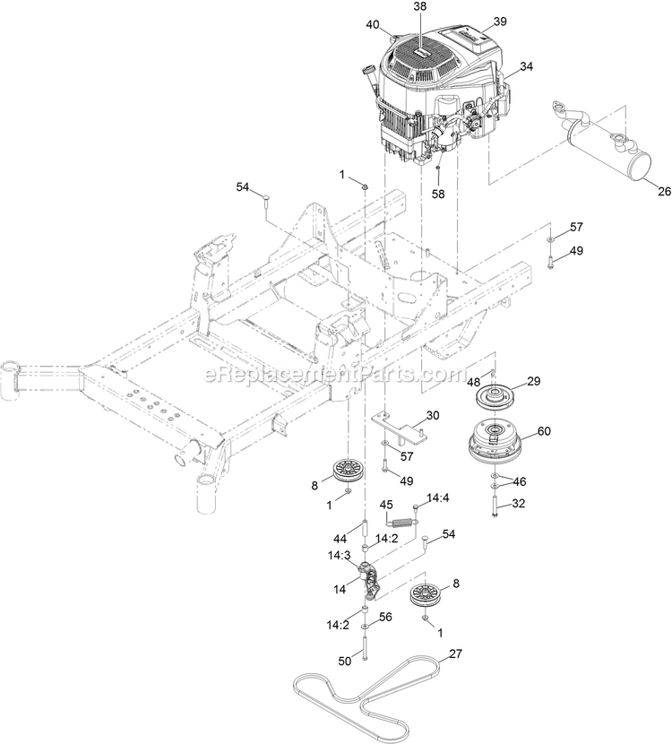 Engine Assembly Diagram and Parts List for RAE708GEM60300 (400000000-402082299)(2017) Exmark Lawn Mower