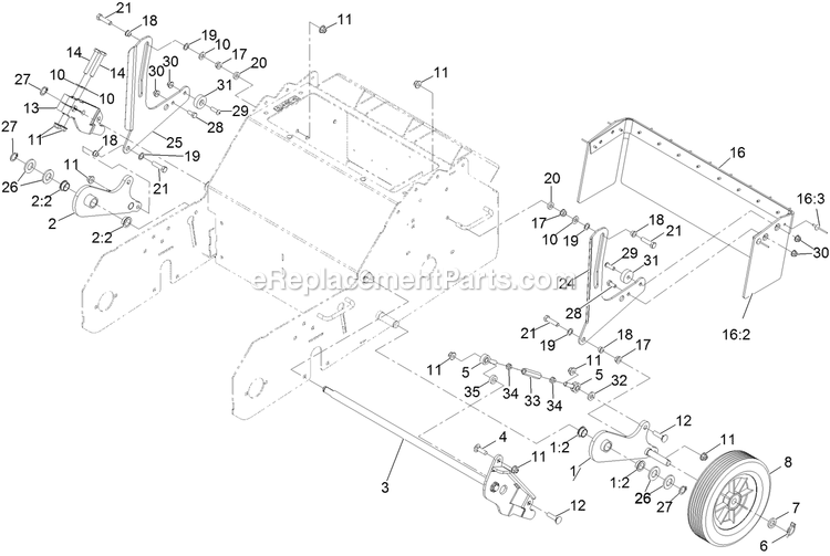 Height Linkage Assembly Diagram and Parts List for ARS180KA21 (314000000-314999999)(2014) Exmark Aerator