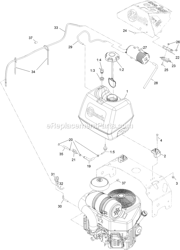 Fuel Assembly Diagram and Parts List for TTX691CKA60400 (315000000-315999999)(2015) Exmark Lawn Mower