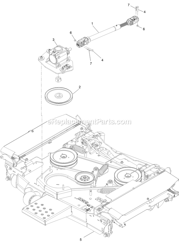 Deck Assembly With Gearbox Diagram and Parts List for LZS88CDYM96RW0 (402082300-404314158)(2018) Exmark Lawn Mower