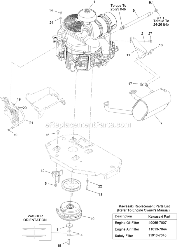 Engine Assembly Diagram and Parts List for LZE651GKA484A2 (316000000-399999999)(2016) Exmark Lawn Mower