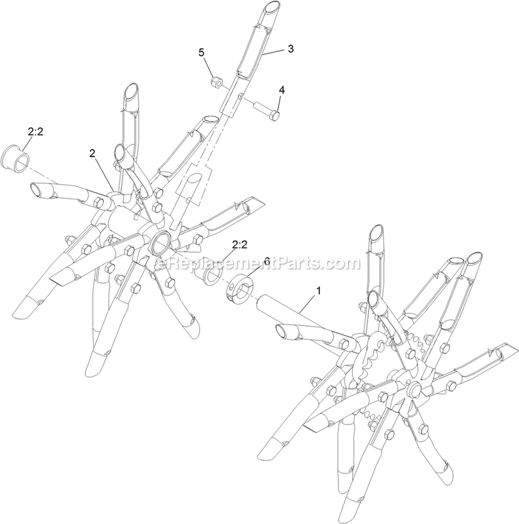 Lh Tine Wheel Assembly Diagram and Parts List for SAR481KA30 (312000000-312999999)(2012) Exmark Aerator