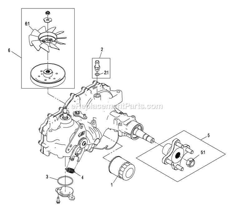 Transaxle Assembly Diagram and Parts List for QST23KC522 (720000-789999)(2008) Exmark Lawn Mower