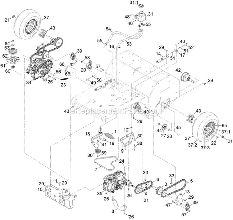 Ground Drive Assembly Diagram and Parts List for SAR481KA30 (313000000-313999999)(2013) Exmark Aerator