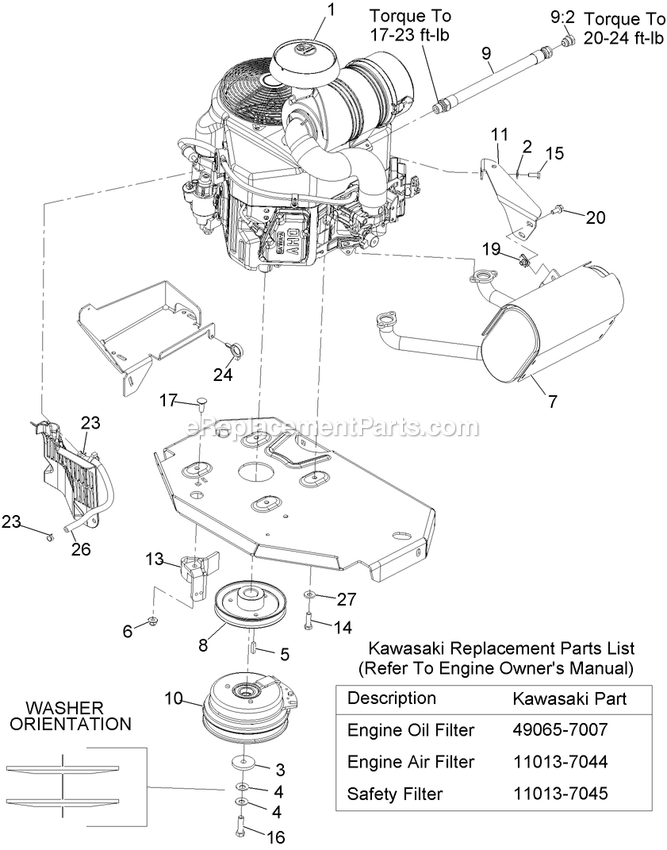 Engine Assembly Diagram and Parts List for LZS22KA484CA (920000-999999)(2011) Exmark Lawn Mower