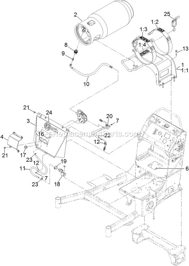 Lpg Fuel Assembly Diagram and Parts List for VTS740PKC52400 (315000000-315999999)(2015) Exmark Lawn Mower