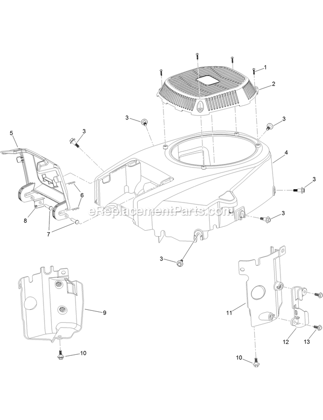Blower Housing Assembly Engine Assembly Diagram and Parts List for QTS708GEM50200 (315000000-315999999)(2015) Exmark Lawn Mower