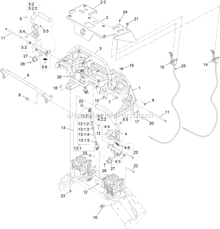 Controls Assembly Diagram and Parts List for STS730GKA52400 (408644346-411294211)(2021) Exmark Lawn Mower
